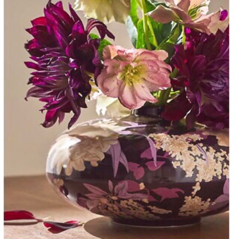 Anthropologie Vase Stoneware Floral New In Box New With Tag
